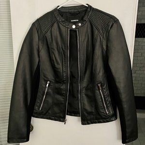 Express leather fitted jacket